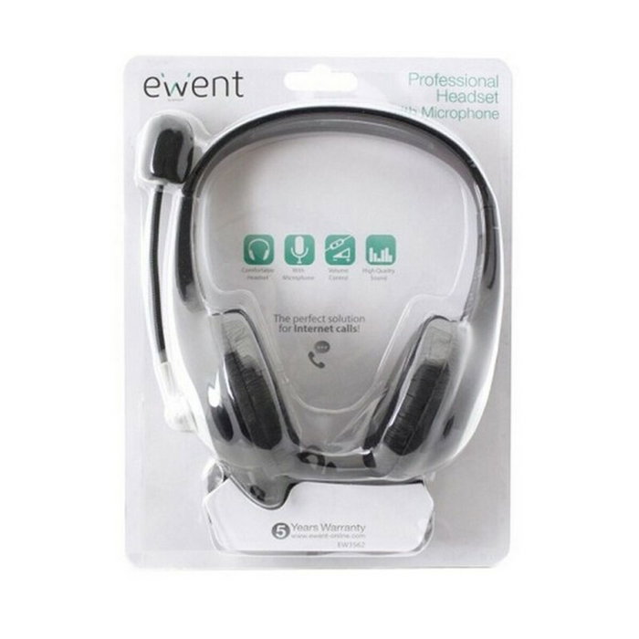 Ewent EW3562 Auriculares de Diadema con Micrófono Negro y Plata Ewent EW3562 Auriculares de Diadema con Micrófono Negro y Plata