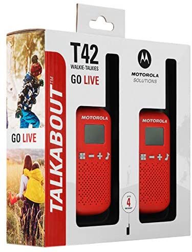 MOTOROLA Walkie Talkie T42 - Pack de 2 Unidades, Color Rojo