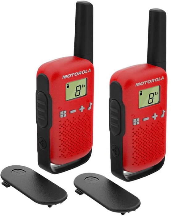 MOTOROLA Walkie Talkie T42 - Pack de 2 Unidades, Color Rojo