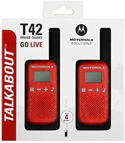 MOTOROLA Walkie Talkie T42 - Pack de 2 Unidades, Color Rojo