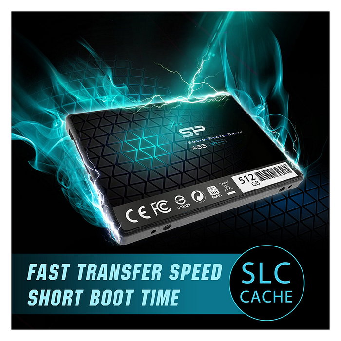 Silicon Power Ace A55 SSD Interno 512 GB 2.5" SATA III, 560 MB/s Lectura, 530 MB/s Escritura, NAND 3D TLC, para Portátil