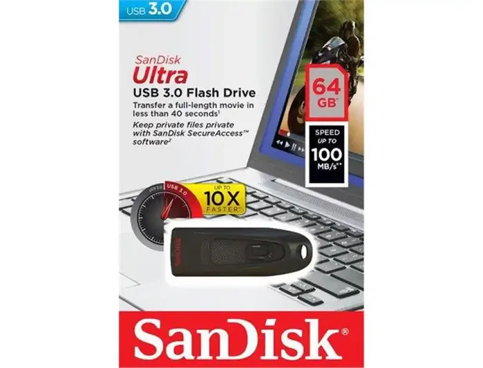 SanDisk Ultra USB 3.2 Gen 1 64 GB Negro