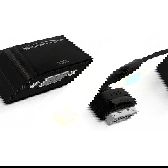 Delock Adaptador DisplayPort 1.2 Macho a VGA Hembra para Monitor, Negro - Conector DP a VGA Delock Adaptador DisplayPort 1.2 Macho a VGA Hembra para Monitor, Negro - Conector DP a VGA