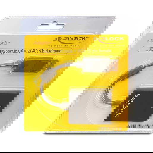 Delock Adaptador DisplayPort 1.2 Macho a VGA Hembra para Monitor, Negro - Conector DP a VGA Delock Adaptador DisplayPort 1.2 Macho a VGA Hembra para Monitor, Negro - Conector DP a VGA