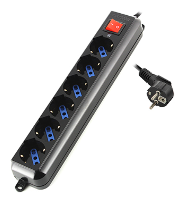 Ewent Regleta EW3924 de 6 Tomas con Protección y Conmutador Negro