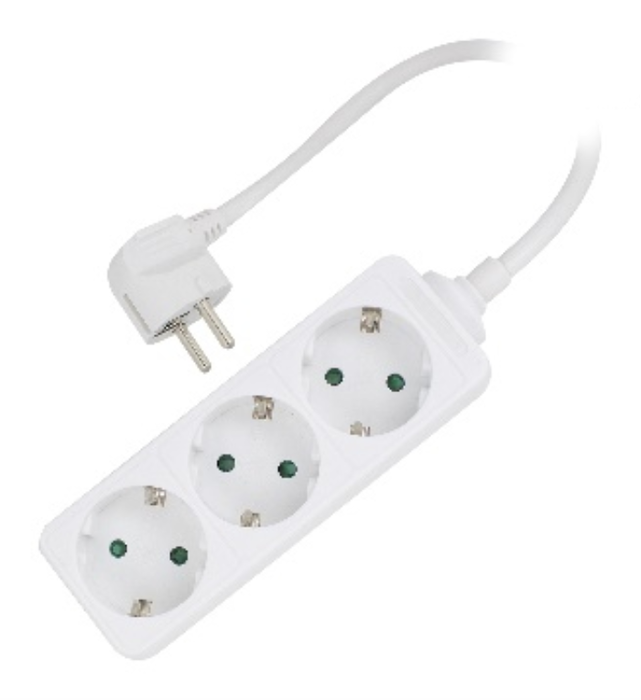 Ewent EW3958 Regleta de 3 Tomas con Cable de 1,5 m Blanco