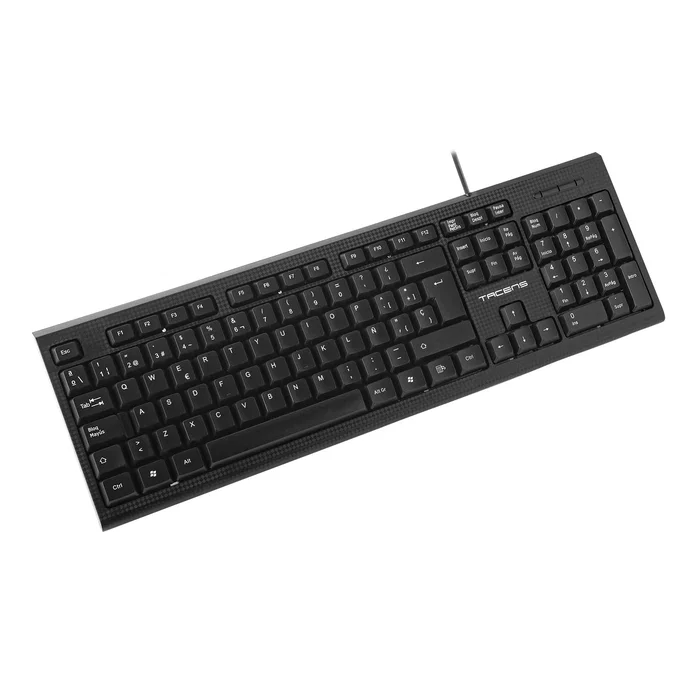 Tacens Teclado de Oficina QWERTY Español Anima AK0ES - Teclado de Membrana Ecológico de Alto Rendimiento - Compatible con Windows, Mac, Linux - Negro - Cable USB 1.3m