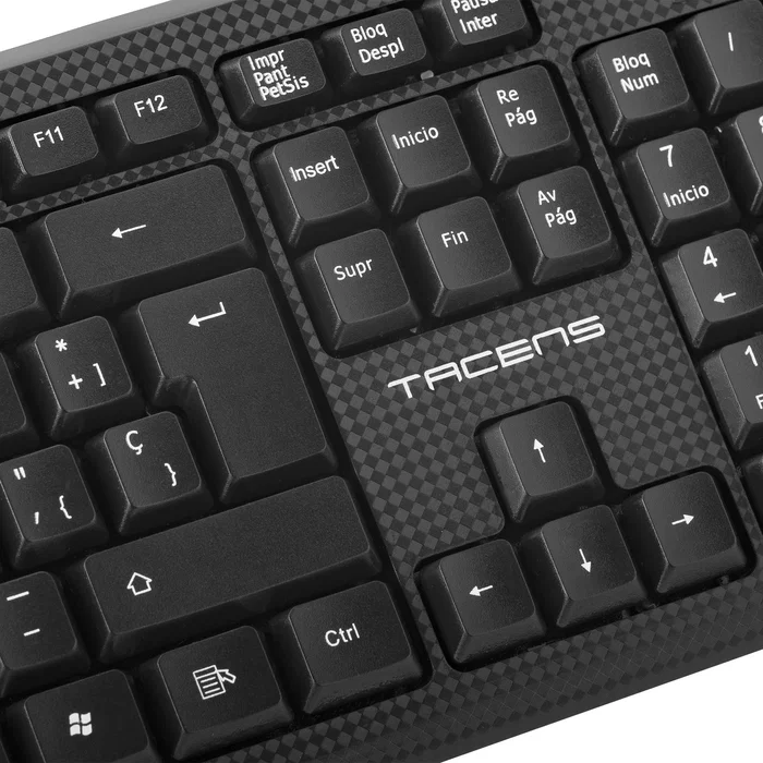 Tacens Teclado de Oficina QWERTY Español Anima AK0ES - Teclado de Membrana Ecológico de Alto Rendimiento - Compatible con Windows, Mac, Linux - Negro - Cable USB 1.3m