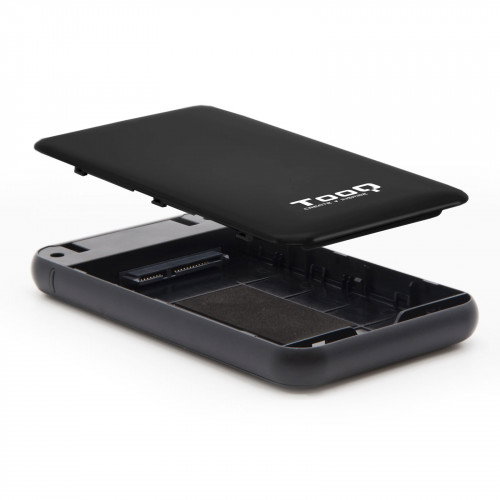 Tooq Caja Externa HDD/SSD 2.5" USB 3.0 para Discos de hasta 9.5 mm SATA, sin Tornillos, Negro