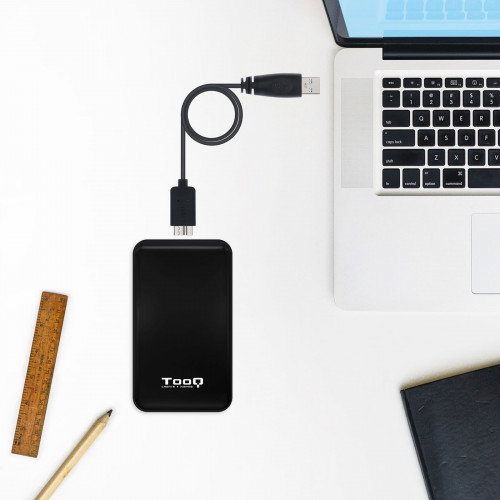 Tooq Caja Externa HDD/SSD 2.5" USB 3.0 para Discos de hasta 9.5 mm SATA, sin Tornillos, Negro