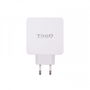 TooQ TQWC-2SC03WT Cargador de Pared Doble Puerto USB-C PD + USB A QC3.0, 48W Blanco