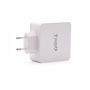TooQ TQWC-2SC03WT Cargador de Pared Doble Puerto USB-C PD + USB A QC3.0, 48W Blanco