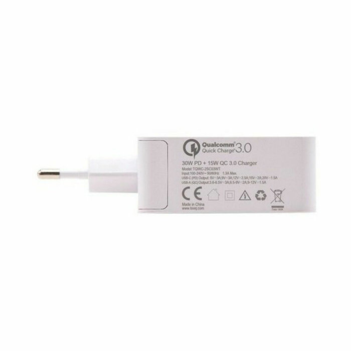 Tooq TQWC-2SC03WT Cargador de Pared 48W USB-C PD y USB-A QC3.0 Blanco Tooq TQWC-2SC03WT Cargador de Pared 48W USB-C PD y USB-A QC3.0 Blanco