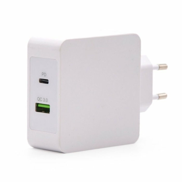 Tooq TQWC-2SC03WT Cargador de Pared 48W USB-C PD y USB-A QC3.0 Blanco Tooq TQWC-2SC03WT Cargador de Pared 48W USB-C PD y USB-A QC3.0 Blanco