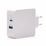 Tooq TQWC-2SC03WT Cargador de Pared 48W USB-C PD y USB-A QC3.0 Blanco