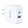 Tooq TQWC-2SC03WT Cargador de Pared 48W USB-C PD y USB-A QC3.0 Blanco