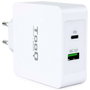 Tooq TQWC-2SC03WT Cargador de Pared 48W USB-C PD y USB-A QC3.0 Blanco