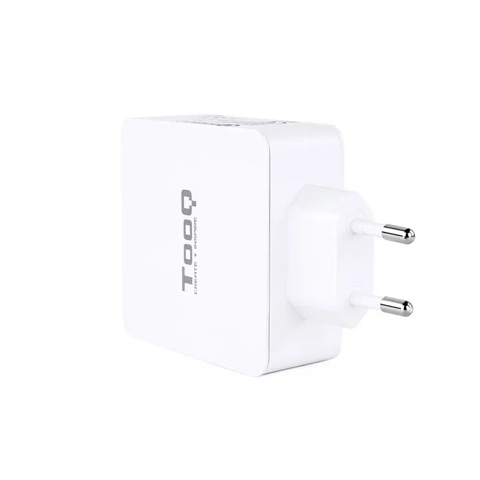 TooQ TQWC-2SC03WT Cargador de Pared USB-C PD 30W + USB-A QC 3.0 18W 48W Total, Carga Rápida para Móviles, Universal, Blanco