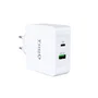 TooQ TQWC-2SC03WT Cargador de Pared USB-C PD 30W + USB-A QC 3.0 18W 48W Total, Carga Rápida para Móviles, Universal, Blanco