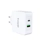 TooQ TQWC-2SC03WT Cargador de Pared USB-C PD 30W + USB-A QC 3.0 18W 48W Total, Carga Rápida para Móviles, Universal, Blanco