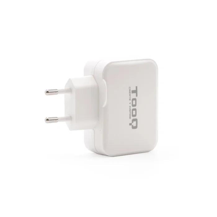 TooQ TQWC-2SC02WT Cargador de Pared USB 27W, 2 Puertos (USB-C + USB-A) - Blanco, Certificación CE