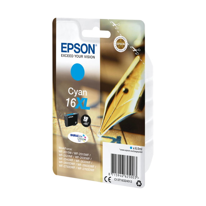 Epson Cartucho de Tinta 16XL Cian DURABrite Ultra T16324012 de Alta Capacidad