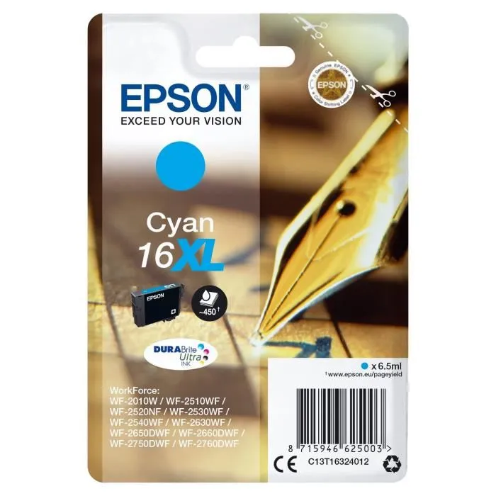 Epson DURABrite Ultra Cartucho de Tinta 16XL Cian Epson DURABrite Ultra Cartucho de Tinta 16XL Cian