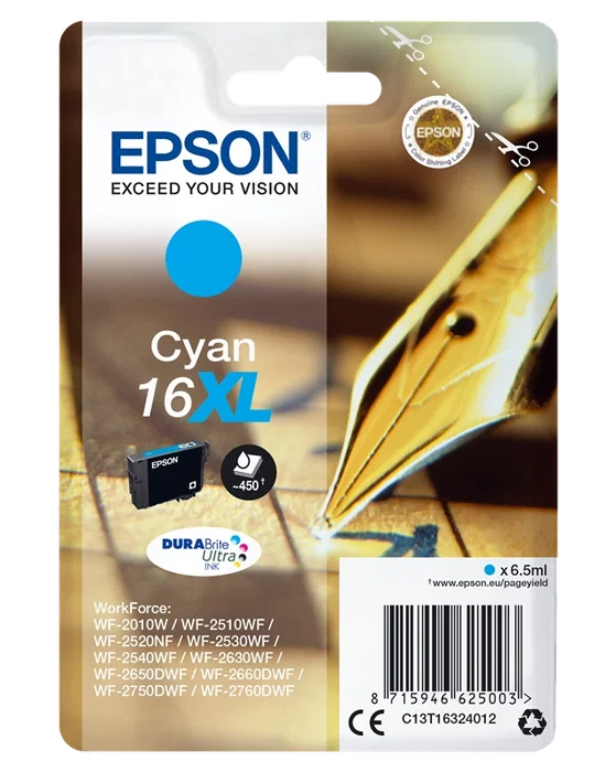 Epson Cartucho de Tinta 16XL Cian DURABrite Ultra T16324012 de Alta Capacidad