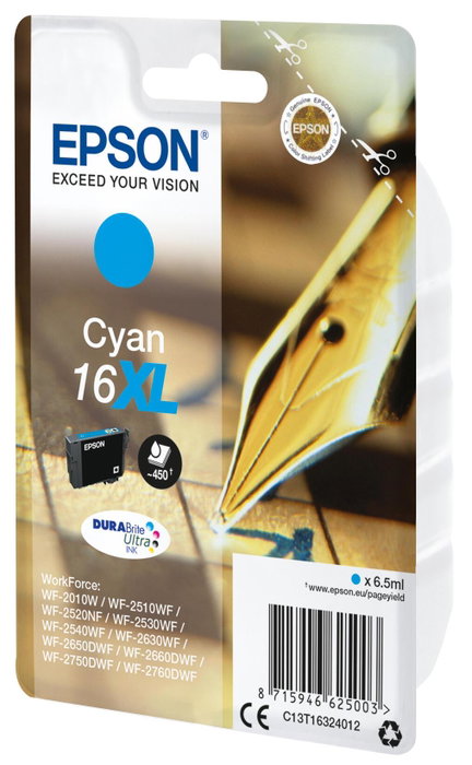 Epson Cartucho de Tinta 16XL Cian DURABrite Ultra T16324012 de Alta Capacidad
