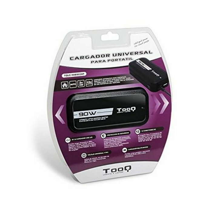 TooQ TQLC-90BS02AT Cargador Universal de 90W con 12 Conectores y 2 USB TooQ TQLC-90BS02AT Cargador Universal de 90W con 12 Conectores y 2 USB