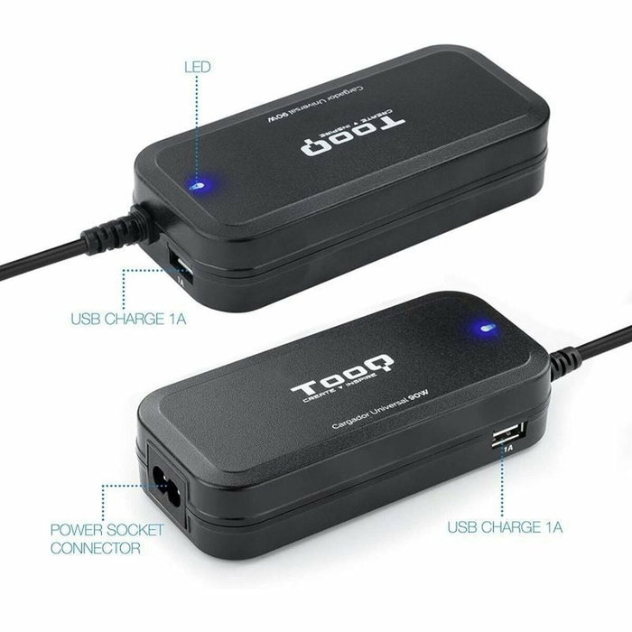 TooQ TQLC-90BS02AT Cargador Universal de 90W con 12 Conectores y 2 USB TooQ TQLC-90BS02AT Cargador Universal de 90W con 12 Conectores y 2 USB