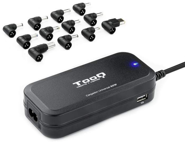 TooQ TQLC-90BS02AT Cargador Universal de 90W con 12 Conectores y 2 USB TooQ TQLC-90BS02AT Cargador Universal de 90W con 12 Conectores y 2 USB