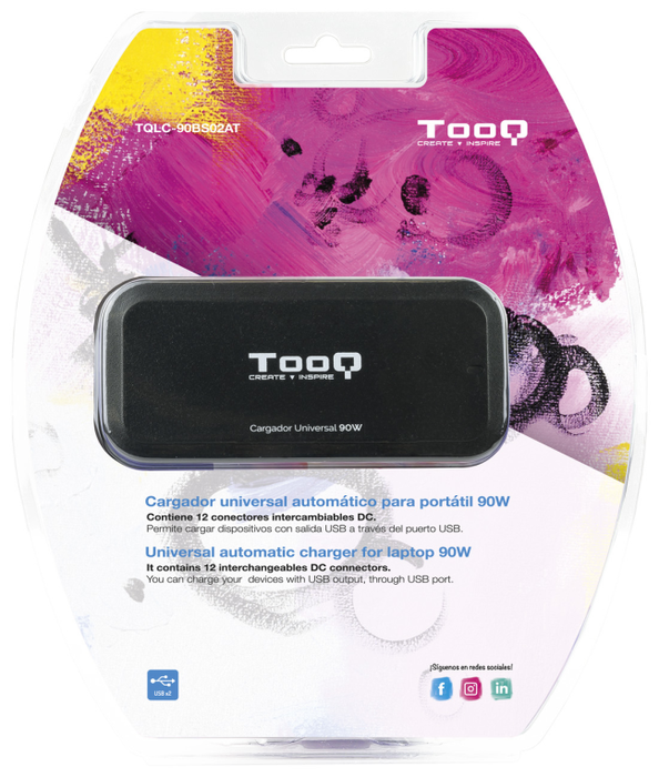 TooQ TQLC-90BS02AT Cargador Universal de 90W con 12 Conectores y 2 USB TooQ TQLC-90BS02AT Cargador Universal de 90W con 12 Conectores y 2 USB
