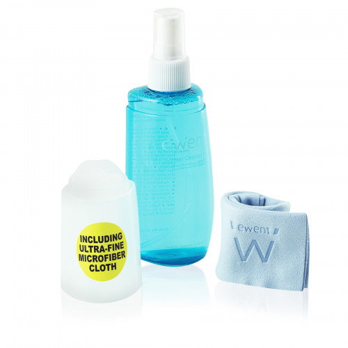 EWENT EW5671 Kit de limpieza para pantallas con spray de 200 ml y paño de microfibra