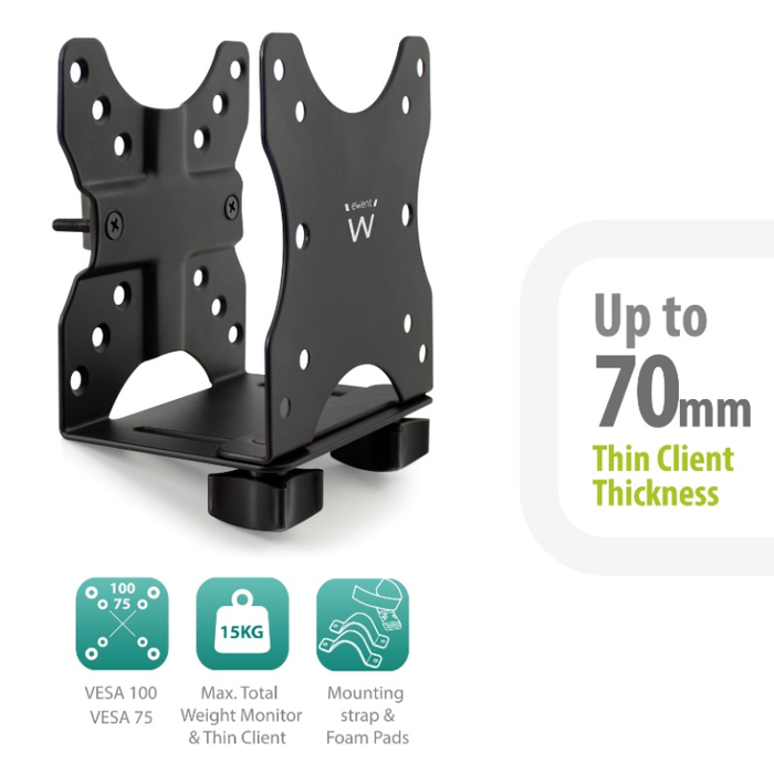 EWENT EW1517 Soporte y Montura para Estación de Trabajo/PC Todo en Uno, Negro, Carga Máxima 5 kg, VESA 50x50-100x100mm