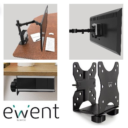 Ewent EW1517 Soporte y Montura para Mini PC/Estación de Trabajo Negro