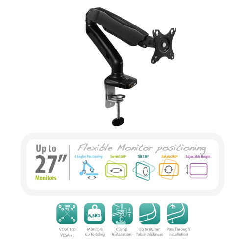 Ewent EW1515 Soporte de Escritorio con Resorte de Gas para Monitor hasta 34 pulgadas Ewent EW1515 Soporte de Escritorio con Resorte de Gas para Monitor hasta 34 pulgadas
