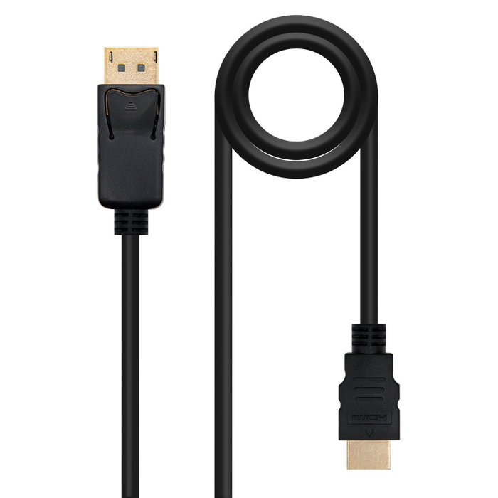 NANOCABLE Cable conversor DISPLAYPORT a HDMI, DP/M - HDMI/M, Negro, 2.0 M, 2 m, DisplayPort, HDMI tipo A (Estandar), Macho, Macho, Derecho
