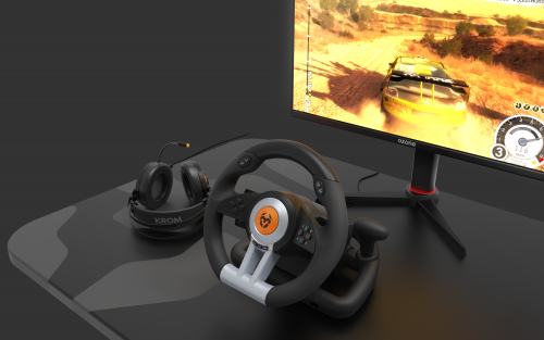 Krom Volante + Pedales K-Wheel NXKROMKWHL Multiplataforma (PC, PS4, PS3, Xbox One)