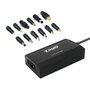Tooq Cargador Universal para Portátil 100W con 12 Conectores y USB, Negro