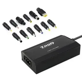 TooQ Cargador Manual Universal para Portátil TQLC-100BS01M, 100W, 12V-24V, 12 Conectores DC + USB 5V/1A, Incluye Adaptador para Coche
