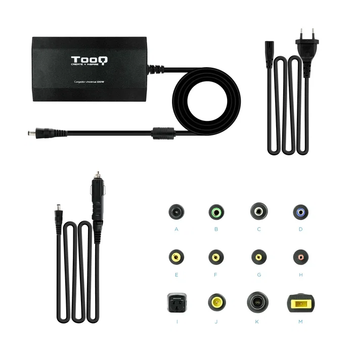Tooq Cargador Universal para Portátil 100W con 12 Adaptadores y USB Tooq Cargador Universal para Portátil 100W con 12 Adaptadores y USB