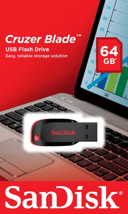 SanDisk Cruzer Blade 64GB USB 2.0 Tipo A Memoria USB - Negro, Rojo, Sin Tapa SanDisk Cruzer Blade 64GB USB 2.0 Tipo A Memoria USB - Negro, Rojo, Sin Tapa