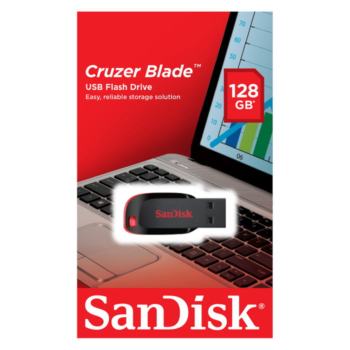 SanDisk Cruzer Blade 128 GB Negro, Rojo