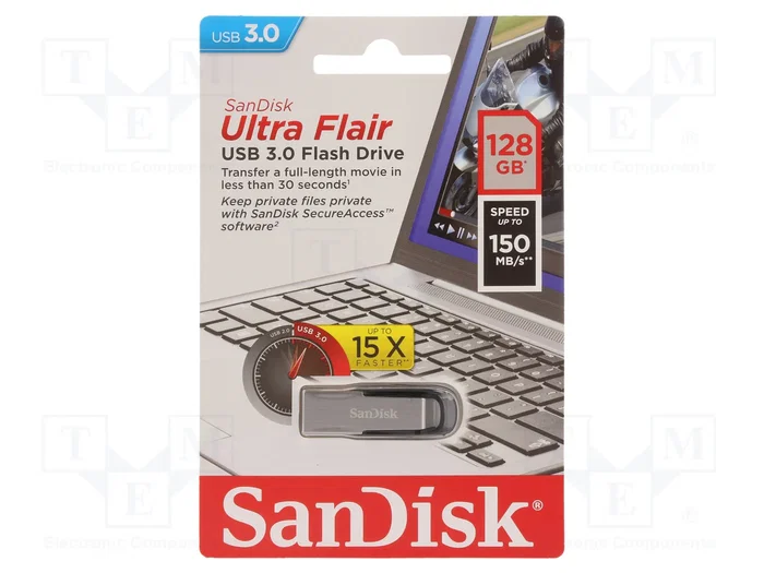 SanDisk SanDisk Ultra Flair 128 GB USB 3.2 Gen 1 Negro, Plata