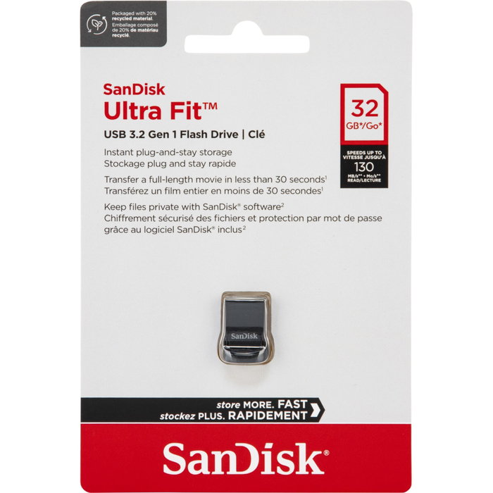 SanDisk Ultra Fit 32 GB USB 3.2 Gen 1 Negro SanDisk Ultra Fit 32 GB USB 3.2 Gen 1 Negro