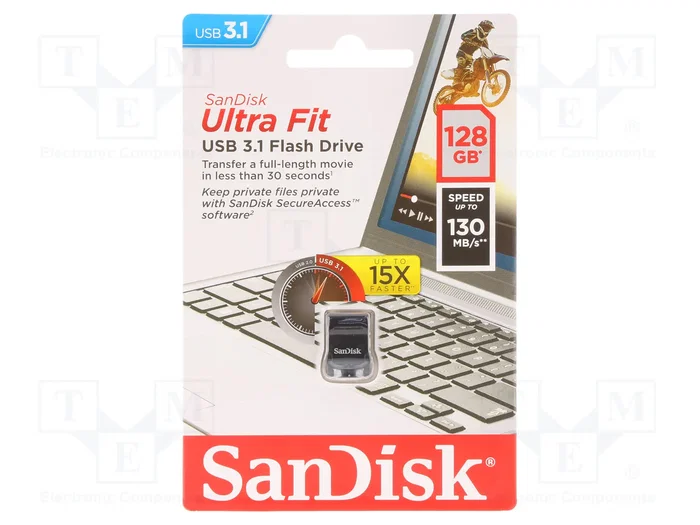 SanDisk Ultra Fit 128 GB USB 3.2 Gen 1 Negro SanDisk Ultra Fit 128 GB USB 3.2 Gen 1 Negro