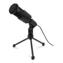 Ewent EW3552 Micrófono para PC con Reducción de Ruido, Soporte de Sobremesa, Sensibilidad -30 dB, Negro, Digital, Cable 2 m