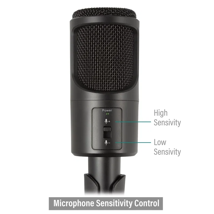 Ewent EW3552 Micrófono para PC con Reducción de Ruido, Soporte de Sobremesa, Sensibilidad -30 dB, Negro, Digital, Cable 2 m