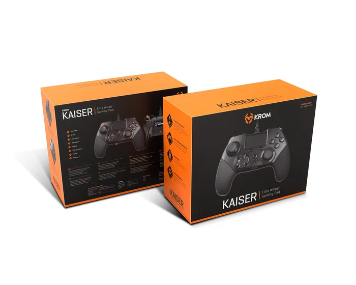 Krom Kaiser Gamepad Negro con 12 Botones y Palancas Configurables